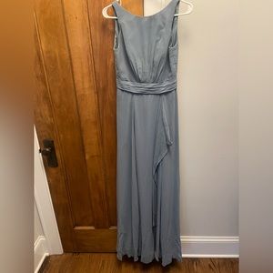 Amsale high neck gown. Dusty blue.